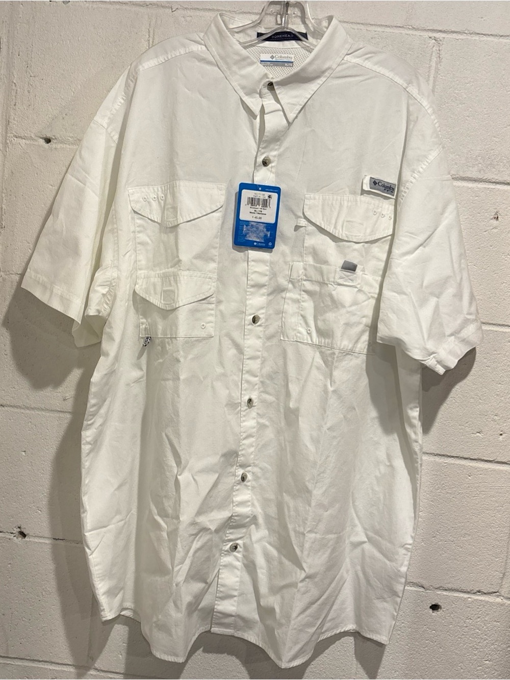 Columbia me s PFG Bonehead fishing shirt white short sleeve vented size XL